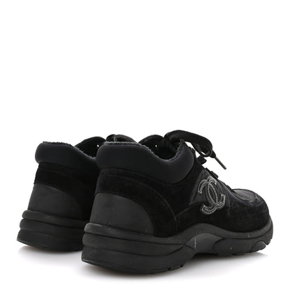 Chanel Fabric Calfskin Suede CC Sneakers 35.5 Black 5 of 7