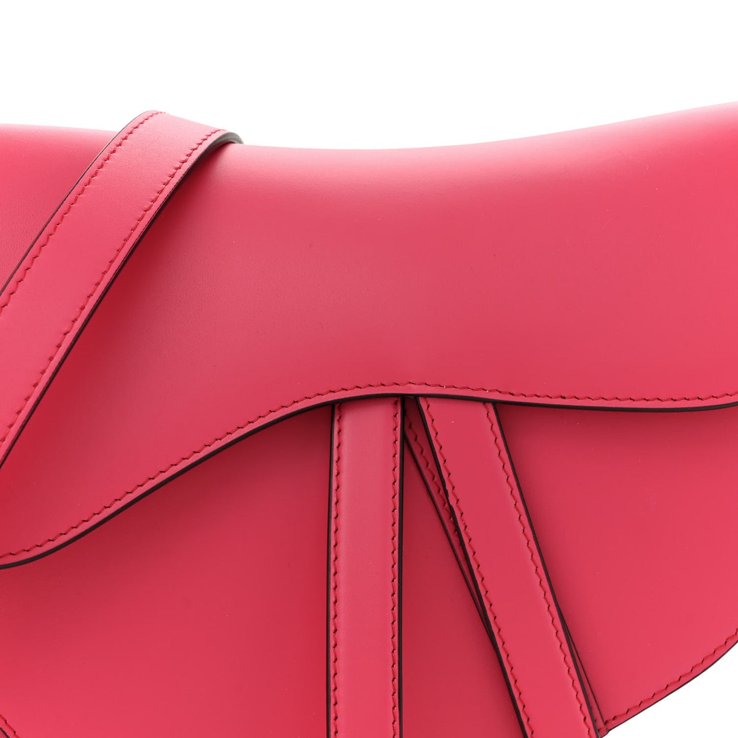Smooth Calfskin Saddle Bag With Strap Fuchsia