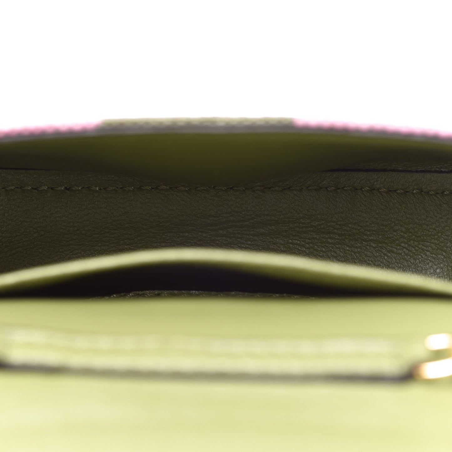 Raffia Pequin Gingham Woven Nano Baguette Charm Verde Militare Rosa