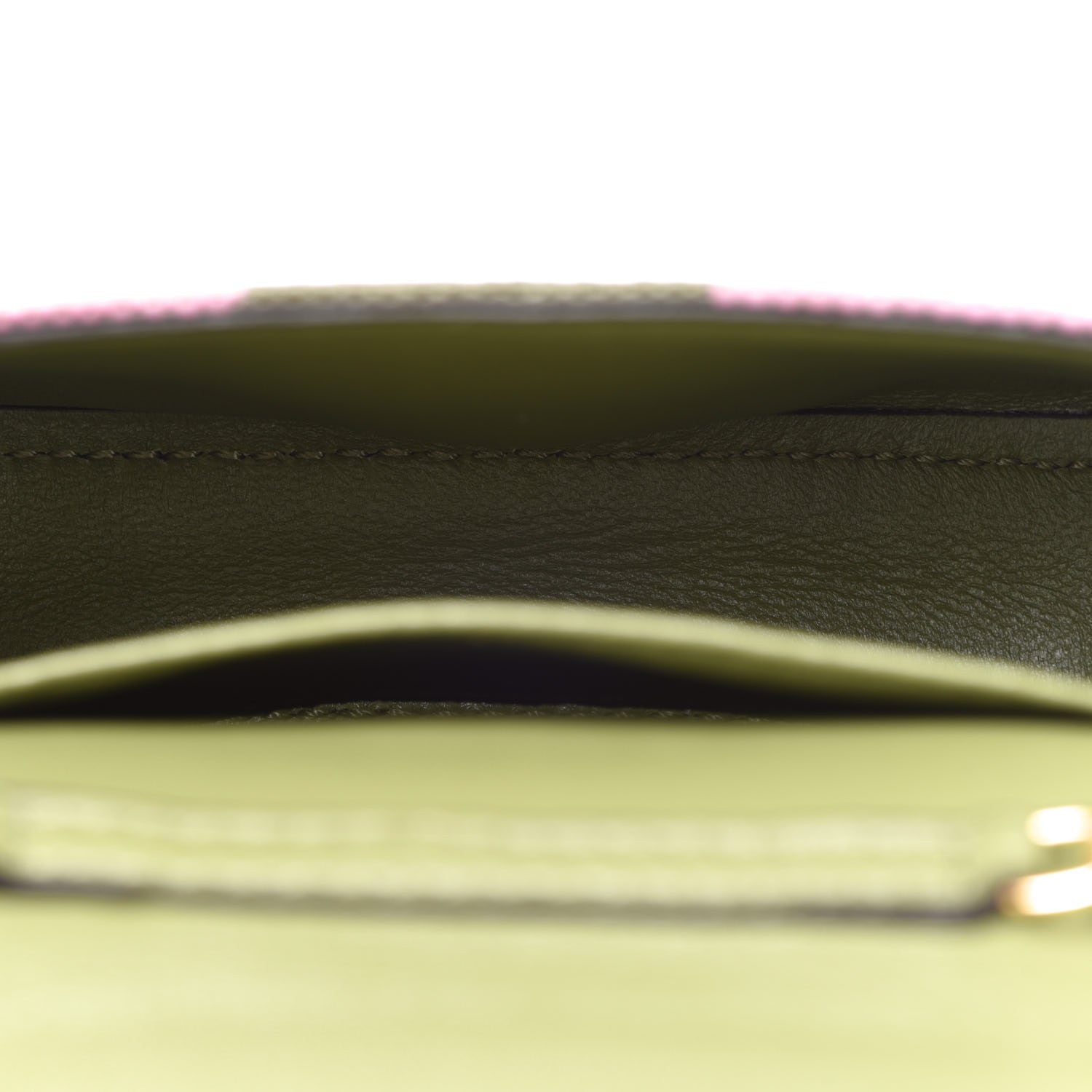 Fendi Raffia Pequin Gingham Woven Nano Baguette Charm Verde Militare Rosa 6 of 6