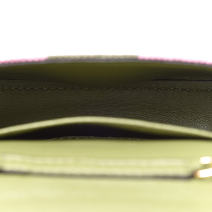Fendi Raffia Pequin Gingham Woven Nano Baguette Charm Verde Militare Rosa 6 of 6