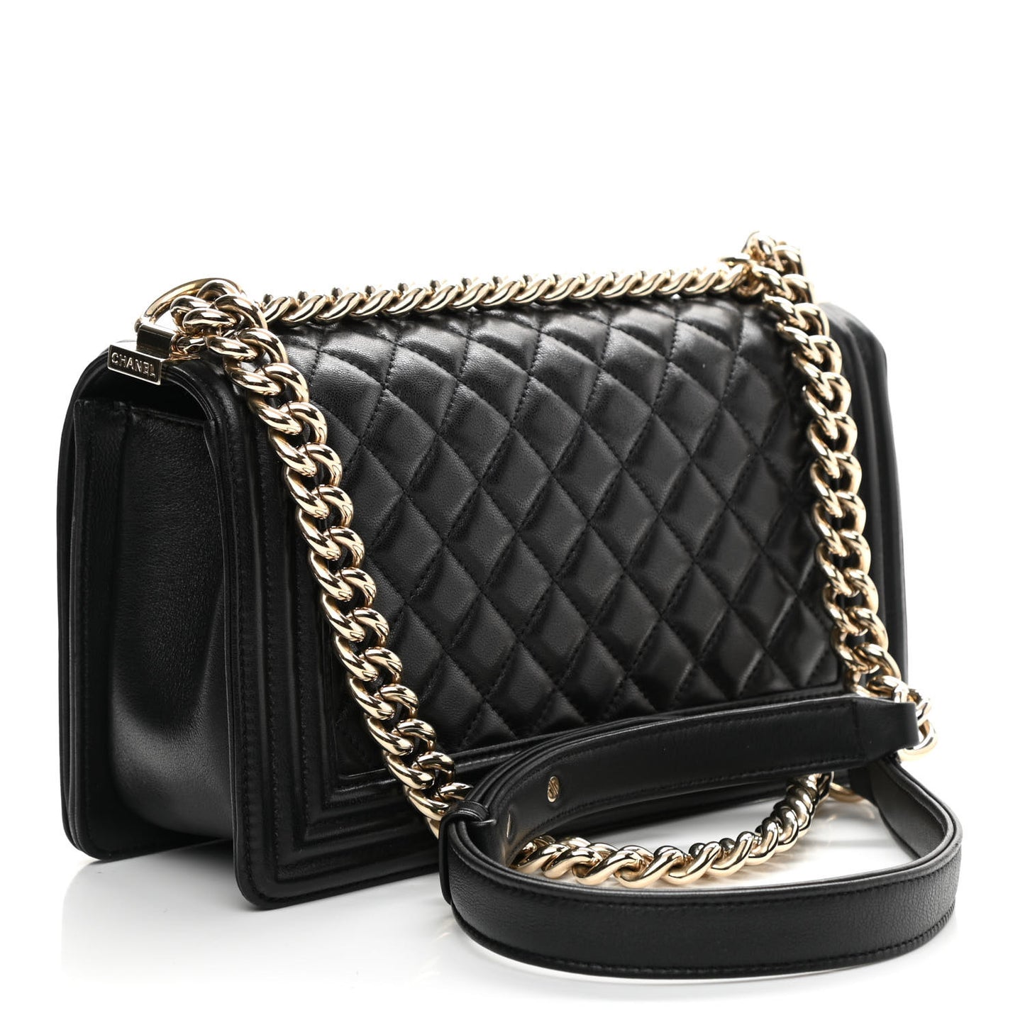 Lambskin Quilted Medium Boy Flap Black