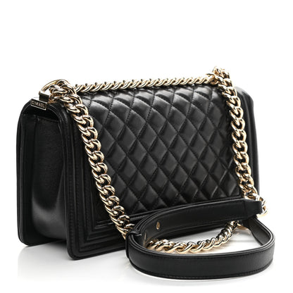 Chanel Lambskin Quilted Medium Boy Flap Black 3 of 9