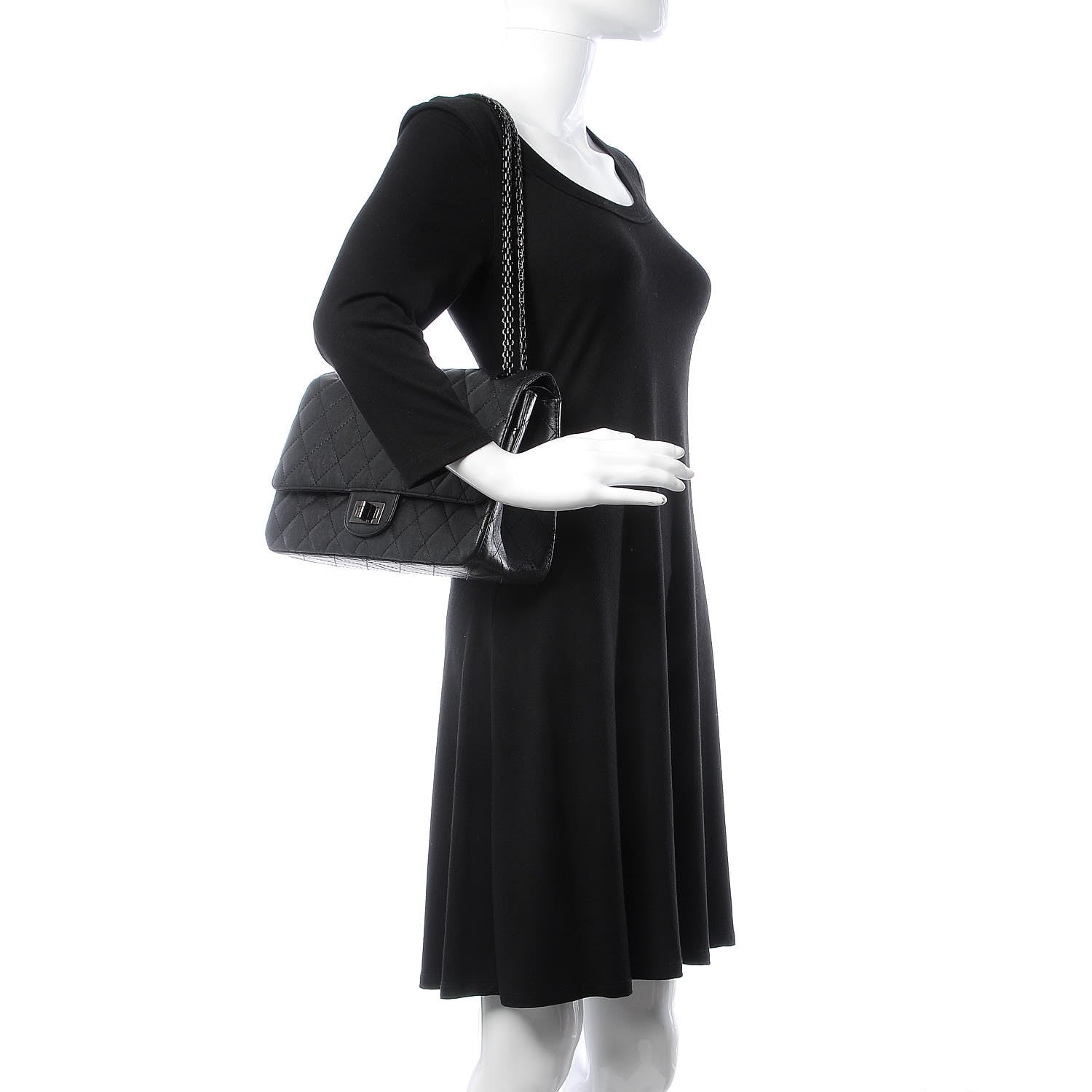 Chanel Crumpled Calfskin Quilted 2.55 Reissue 227 Flap So Black 2 of 15