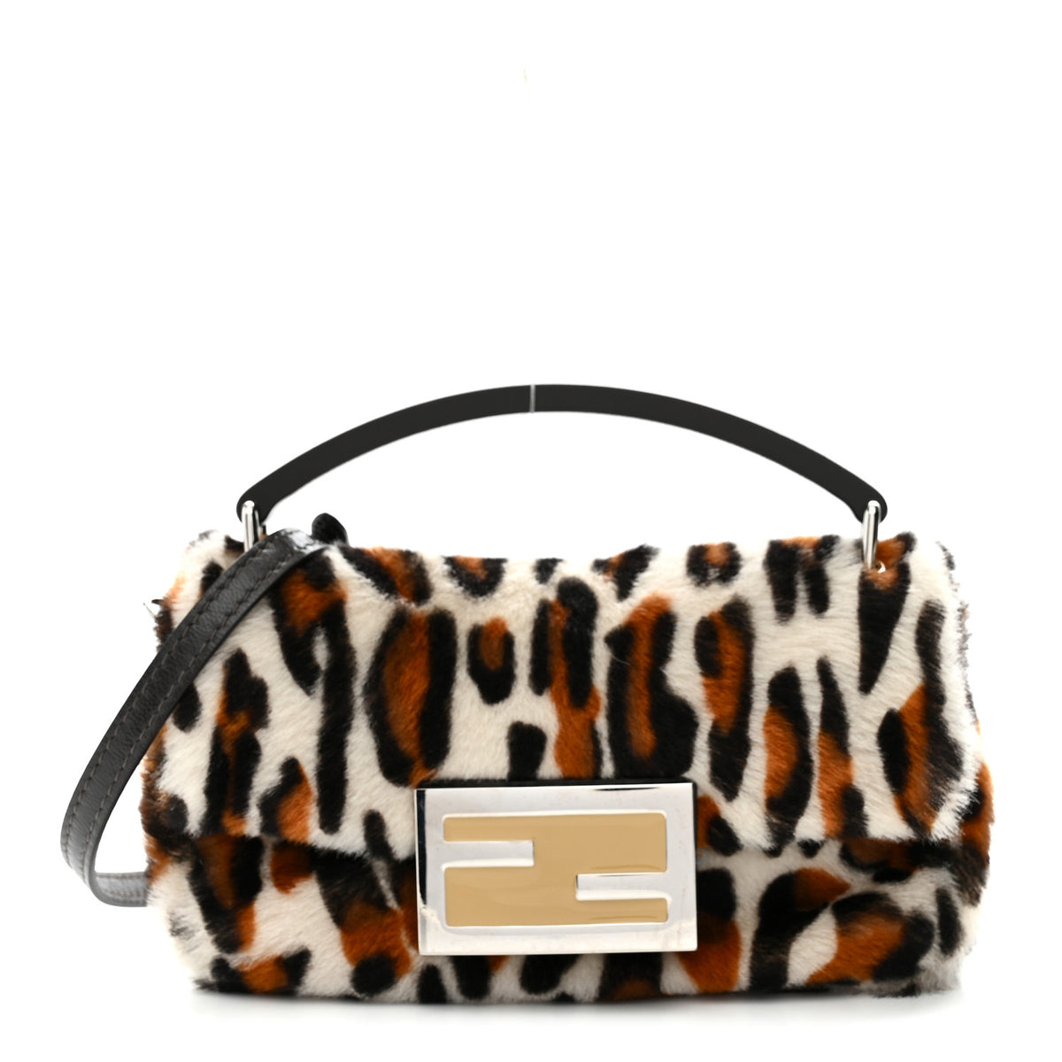 Fendi Calf Hair Leopard Print Phone Baguette Moro 1 of 10