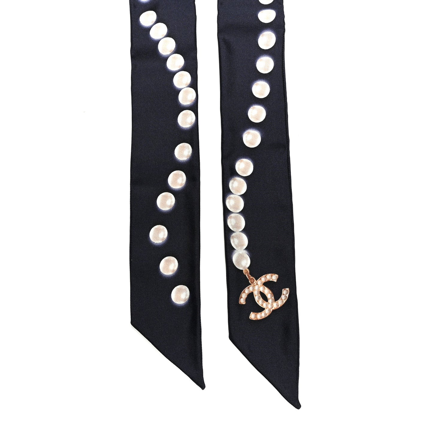 Silk Pearl CC Slim Bandeau Scarf Navy