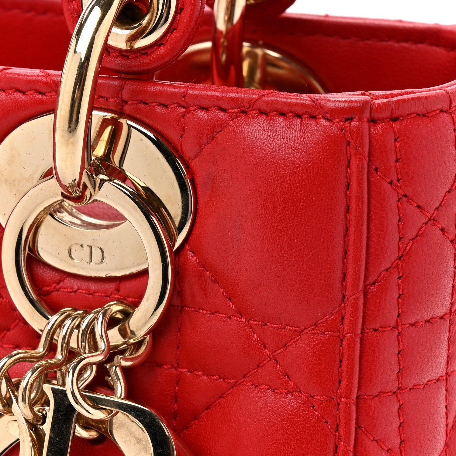 Christian Dior Lambskin Cannage Small My ABCDior Lady Dior Red 14 of 14