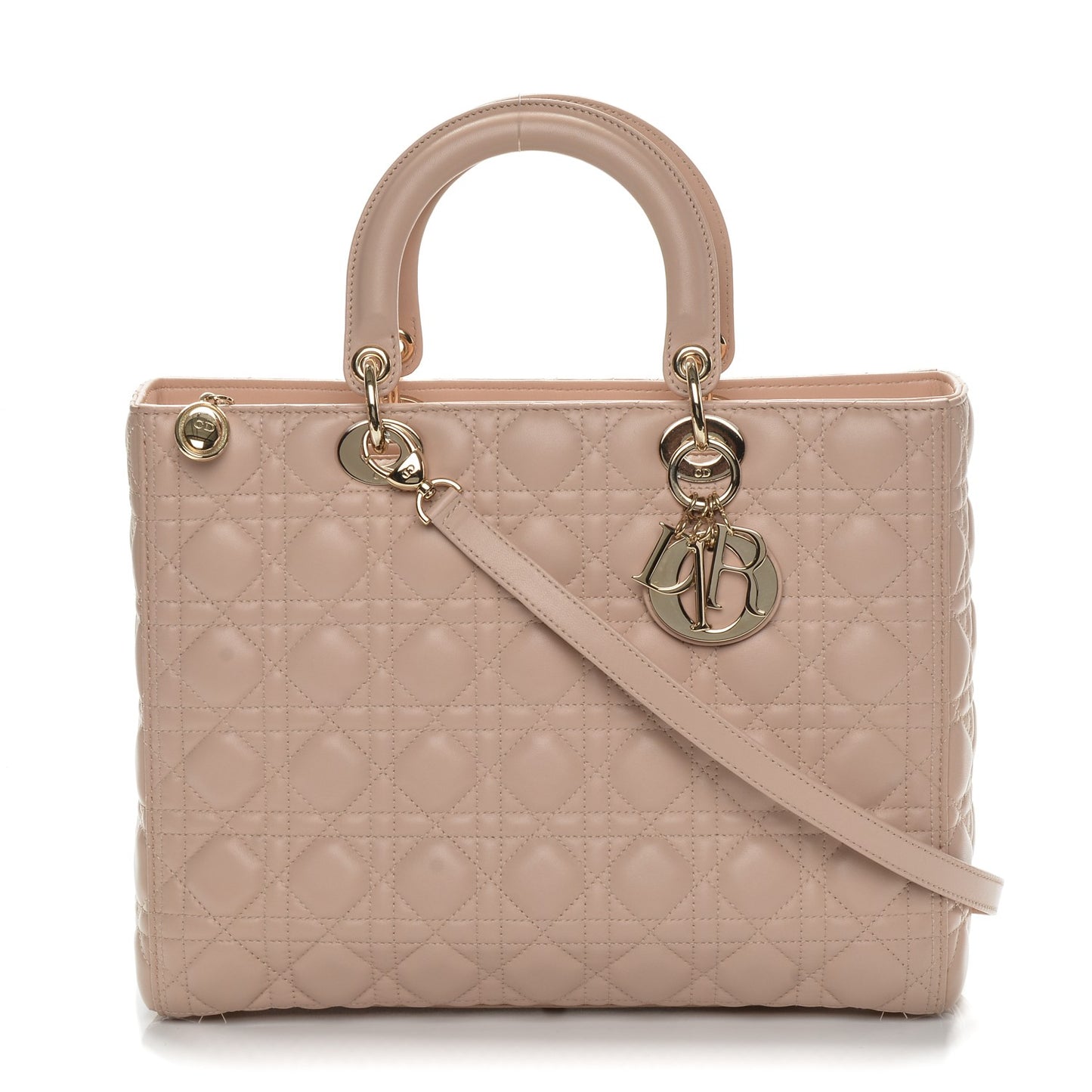 Lambskin Cannage Large Lady Dior Rose Poudre