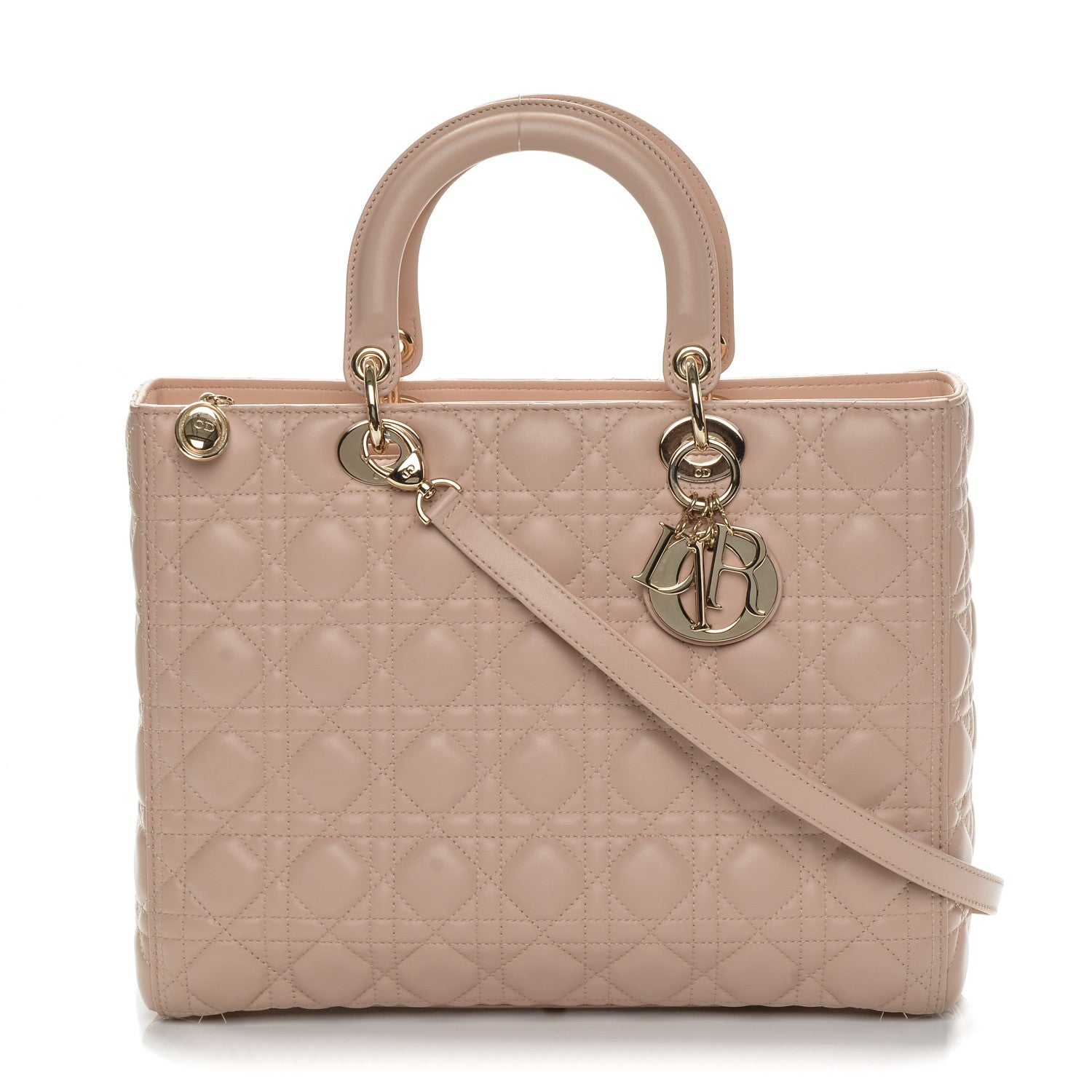 Christian Dior Lambskin Cannage Large Lady Dior Rose Poudre 1 of 13