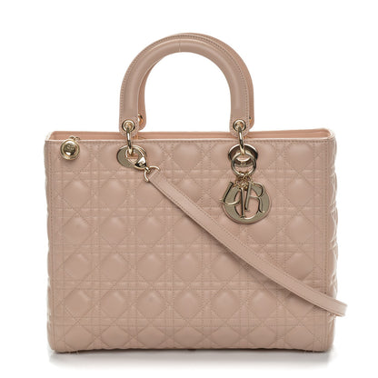Christian Dior Lambskin Cannage Large Lady Dior Rose Poudre 1 of 13
