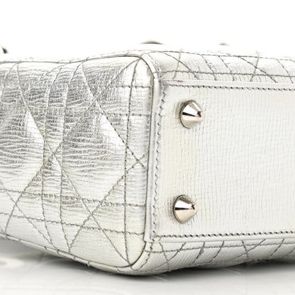 Christian Dior Metallic Grained Calfskin Cannage Small Lucky Badges My Lady Dior Silver 9 of 11