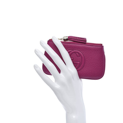 Gucci Pebbled Calfskin Soho Key Case Bright Bougainvillea 2 of 9