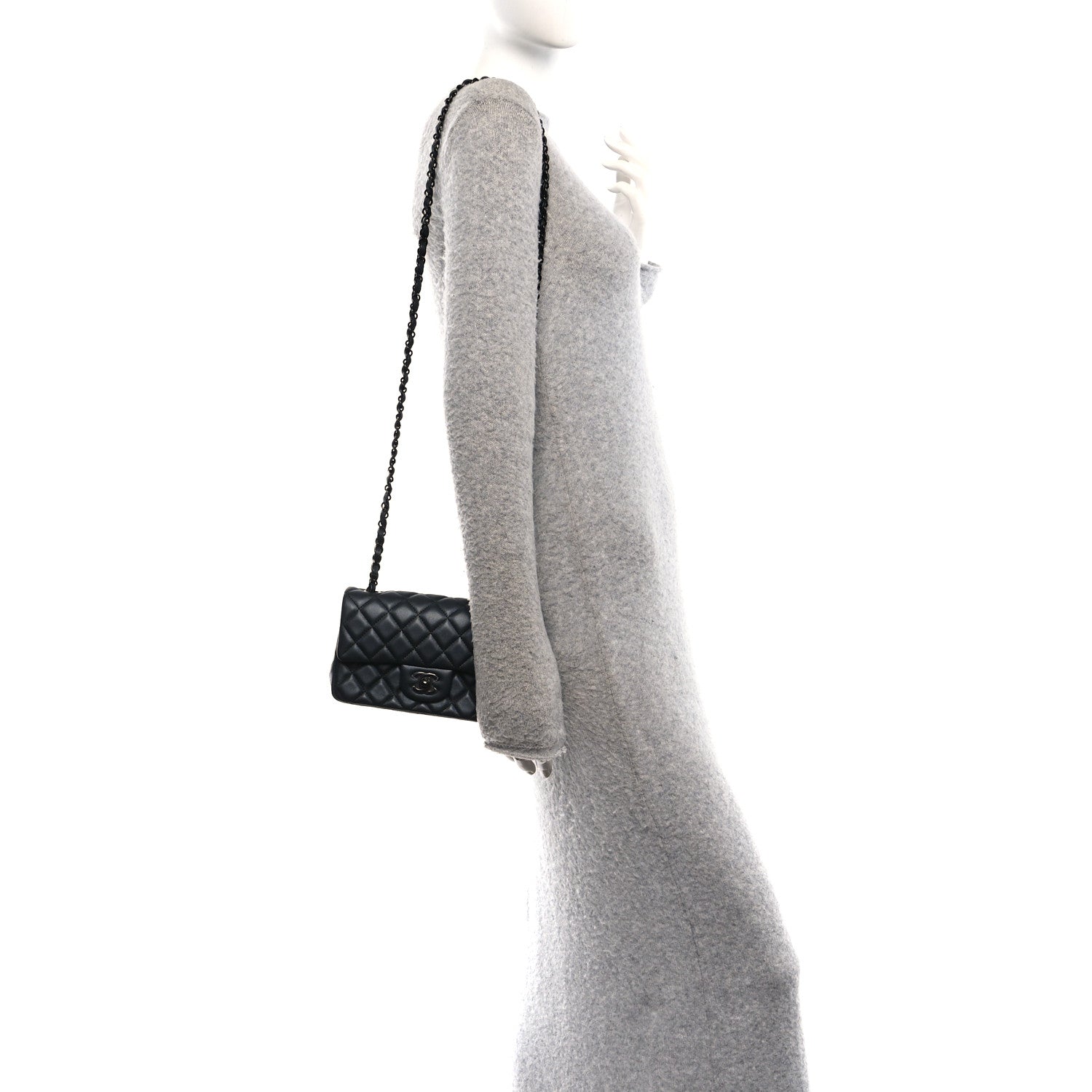 Chanel Pearly Lambskin Quilted Mini Rectangular Flap So Black 2 of 10