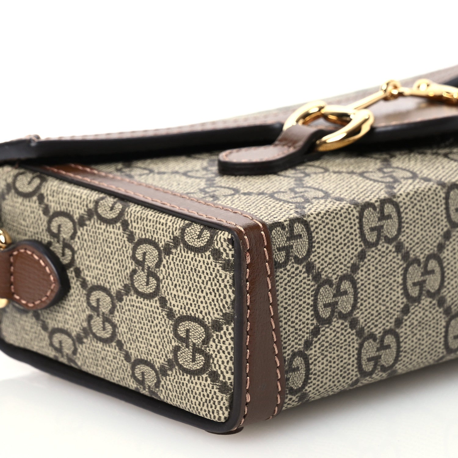 Gucci GG Supreme Monogram Mini Horsebit 1955 Shoulder Bag Beige Brown Sugar 9 of 12