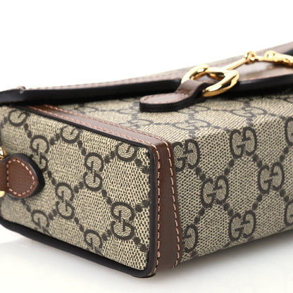 Gucci GG Supreme Monogram Mini Horsebit 1955 Shoulder Bag Beige Brown Sugar 9 of 12