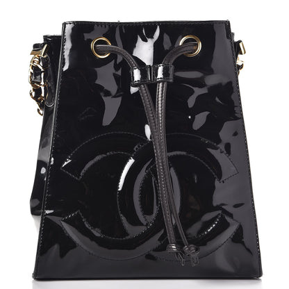 Chanel Patent Drawstring CC Shoulder Bag Black 1 of 9