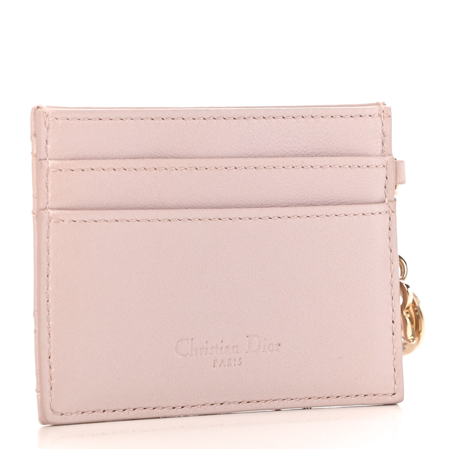 Christian Dior Metallic Lambskin Cannage Lady Dior Card Holder Pink 3 of 8