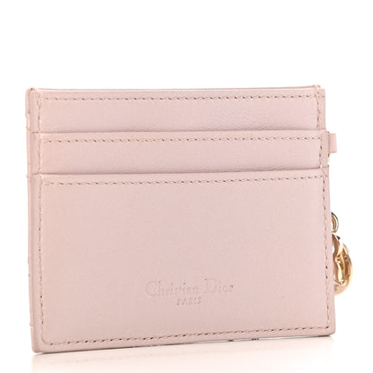Christian Dior Metallic Lambskin Cannage Lady Dior Card Holder Pink 3 of 8
