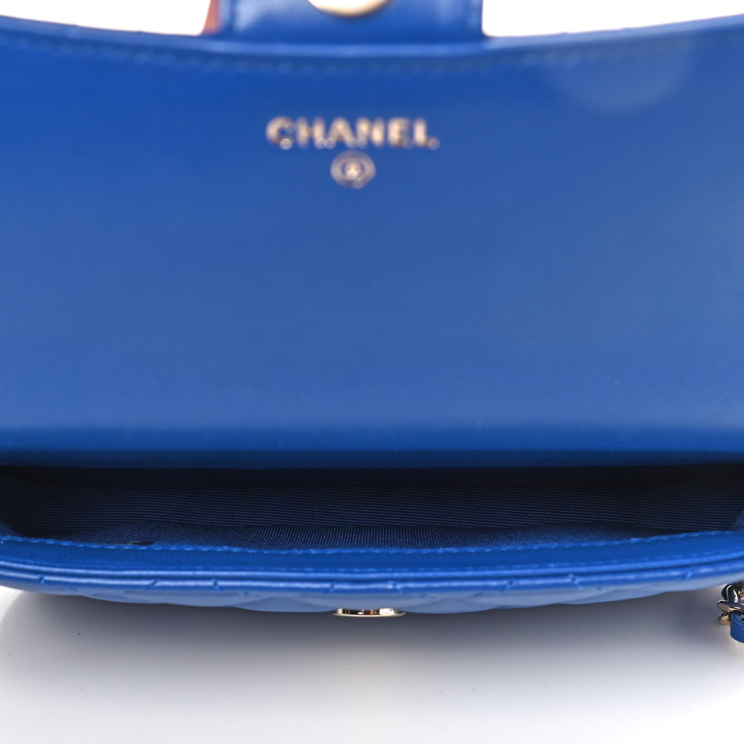 Chanel Lambskin Quilted Flap Phone Holder With Chain Blue 4 of 4