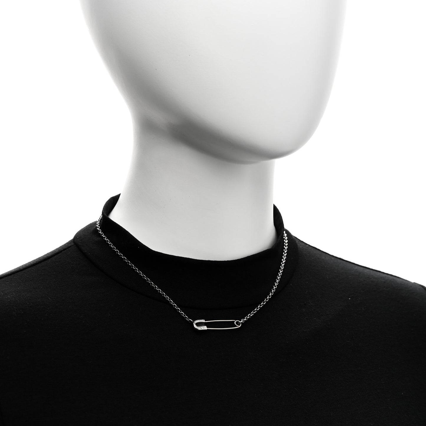 Sterling Silver Safety Pin Pendant Necklace