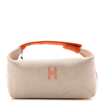 Hermes Canvas Small Bride-A-Brac Pouch Natural Orange 1 of 10