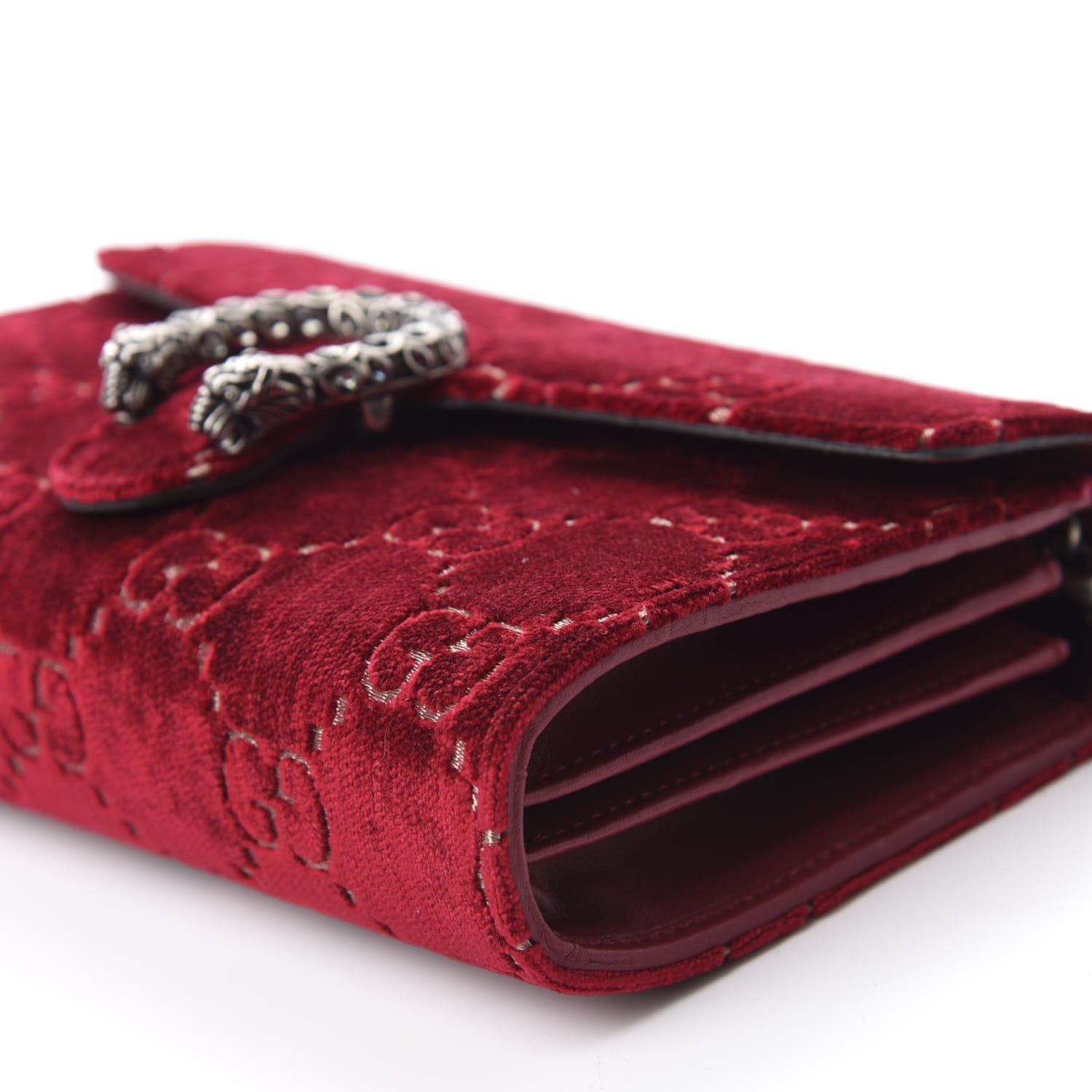 Gucci Velvet GG Monogram Mini Dionysus Chain Wallet Red Cipria 6 of 10