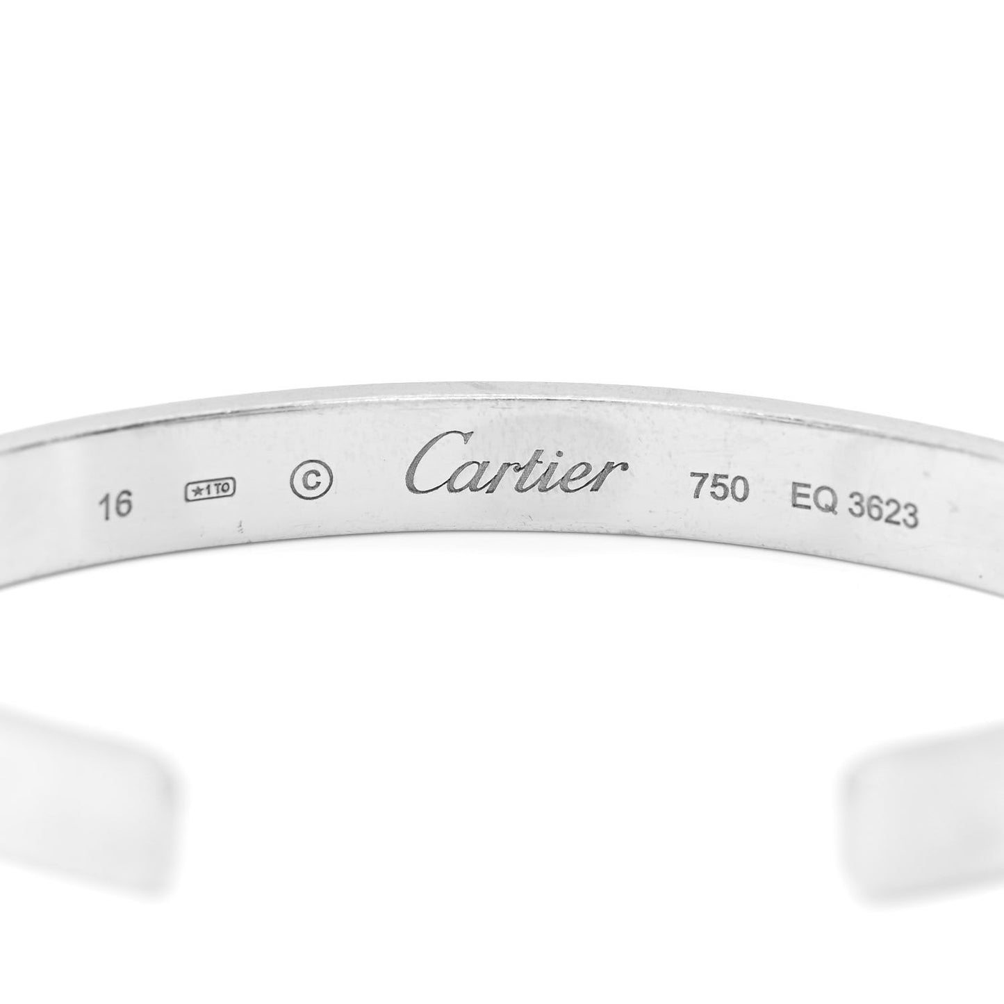 18K White Gold LOVE Cuff Bracelet 16