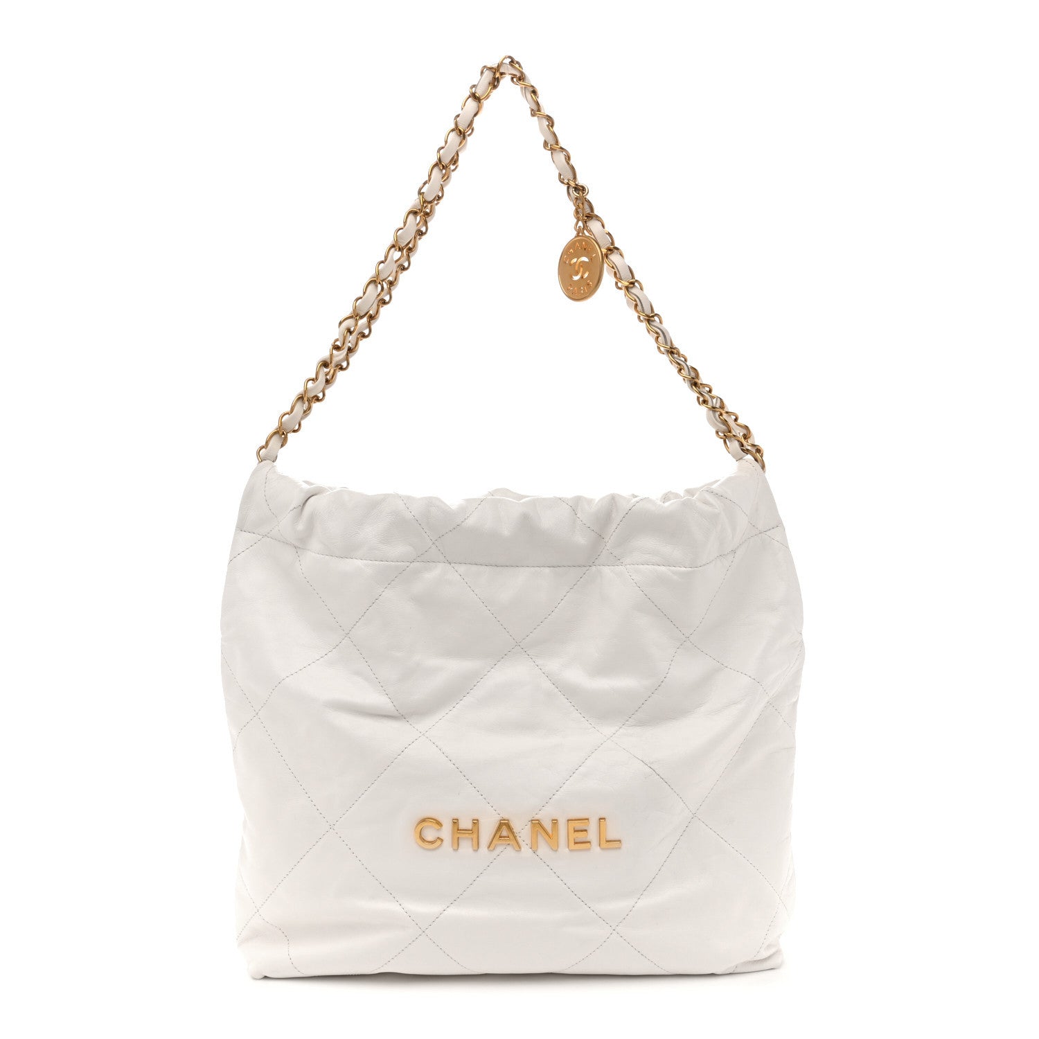 Chanel Shiny Calfskin Quilted Small Chanel 22 White 1 of 12