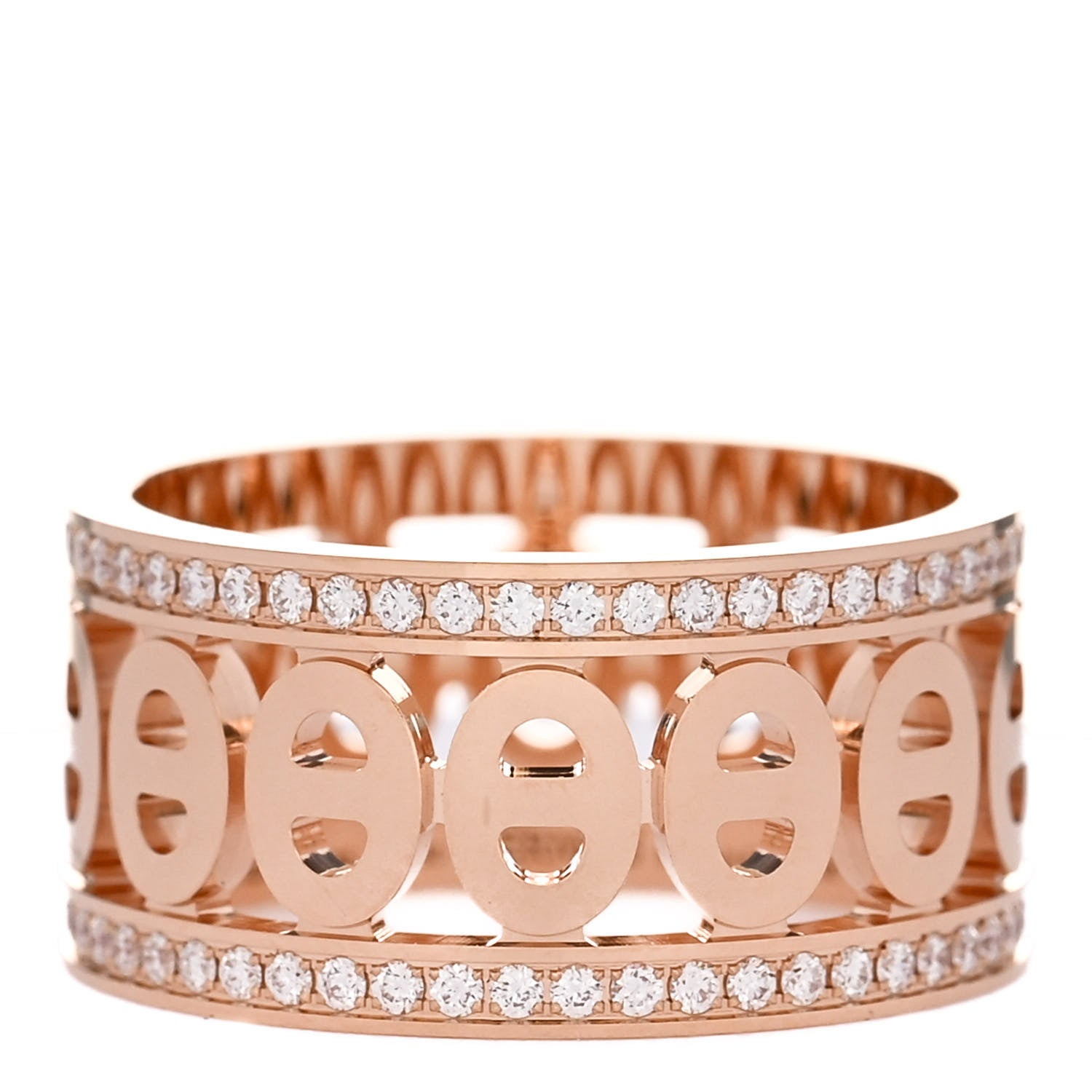 Hermes 18K Rose Gold Diamond PM Chaine d'Ancre Divine Ring 50 5.5 3 of 5