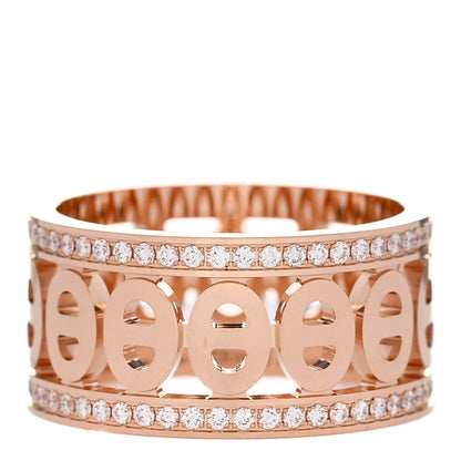 Hermes 18K Rose Gold Diamond PM Chaine d'Ancre Divine Ring 50 5.5 3 of 5