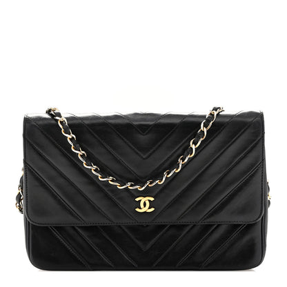 Chanel Lambskin Chevron Quilted Small Single Flap Black 1 of 12