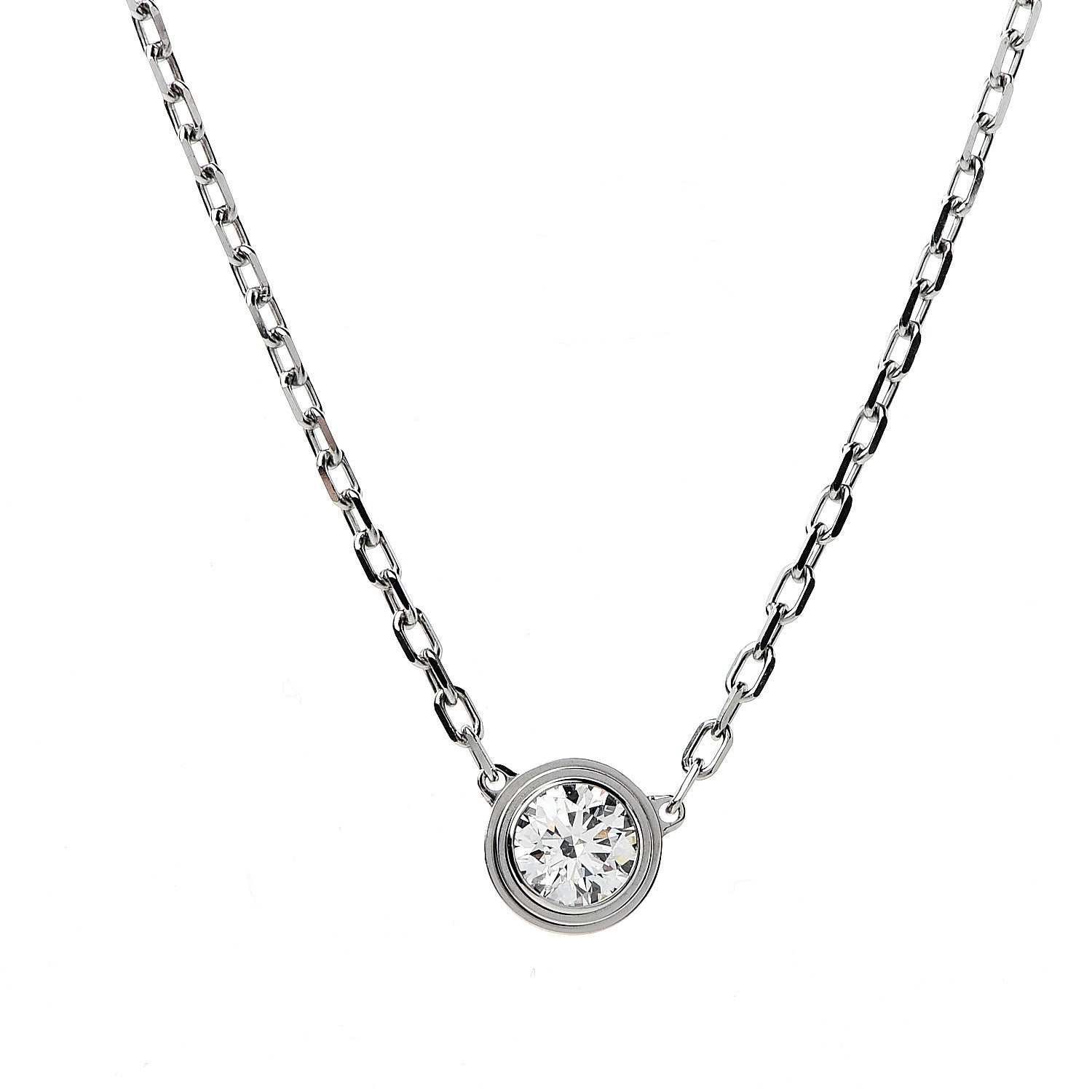 Cartier 18K White Gold Diamond LM D'Amour Pendant Necklace 4 of 7