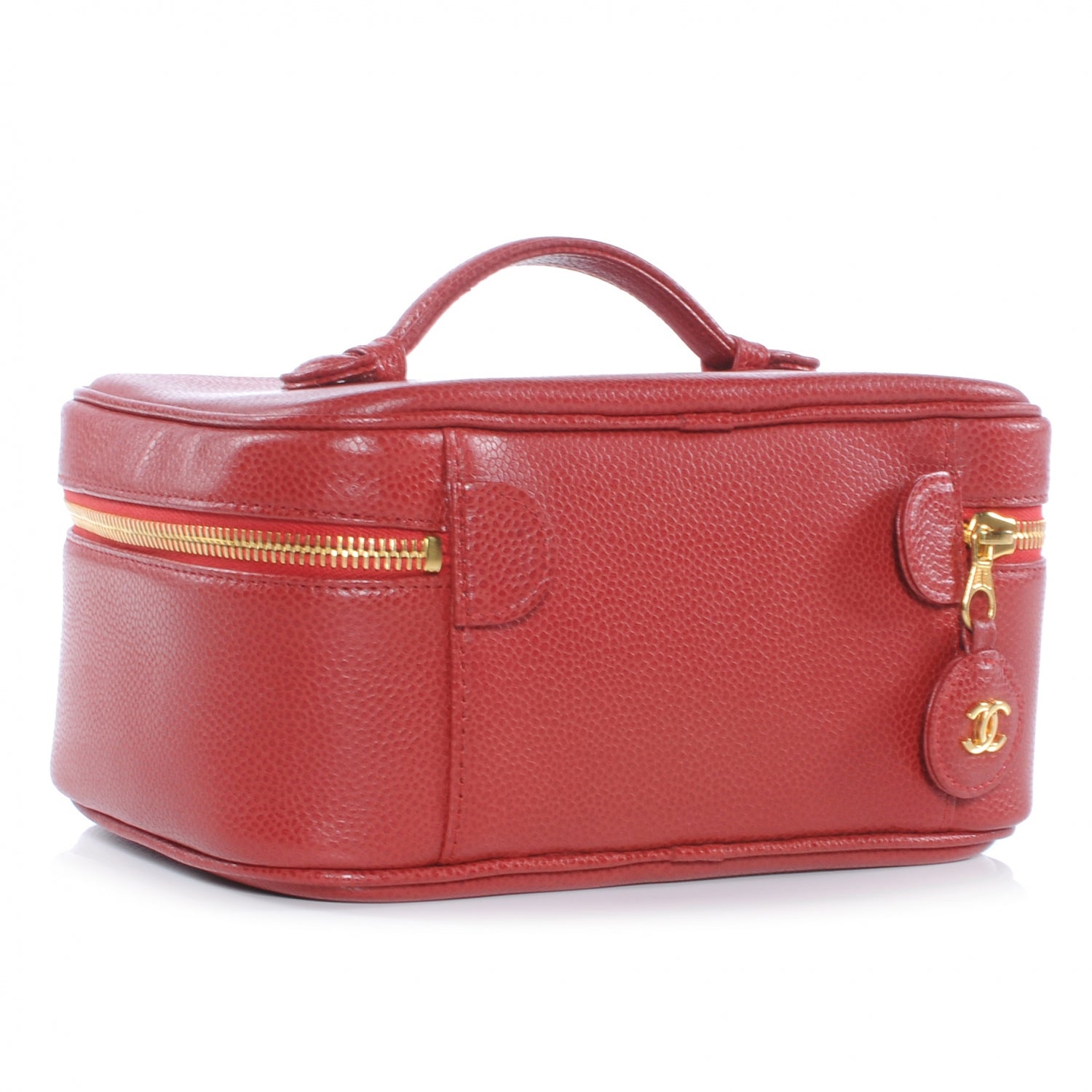 Chanel Caviar CC Cosmetic Vanity Bag Red 3 of 6