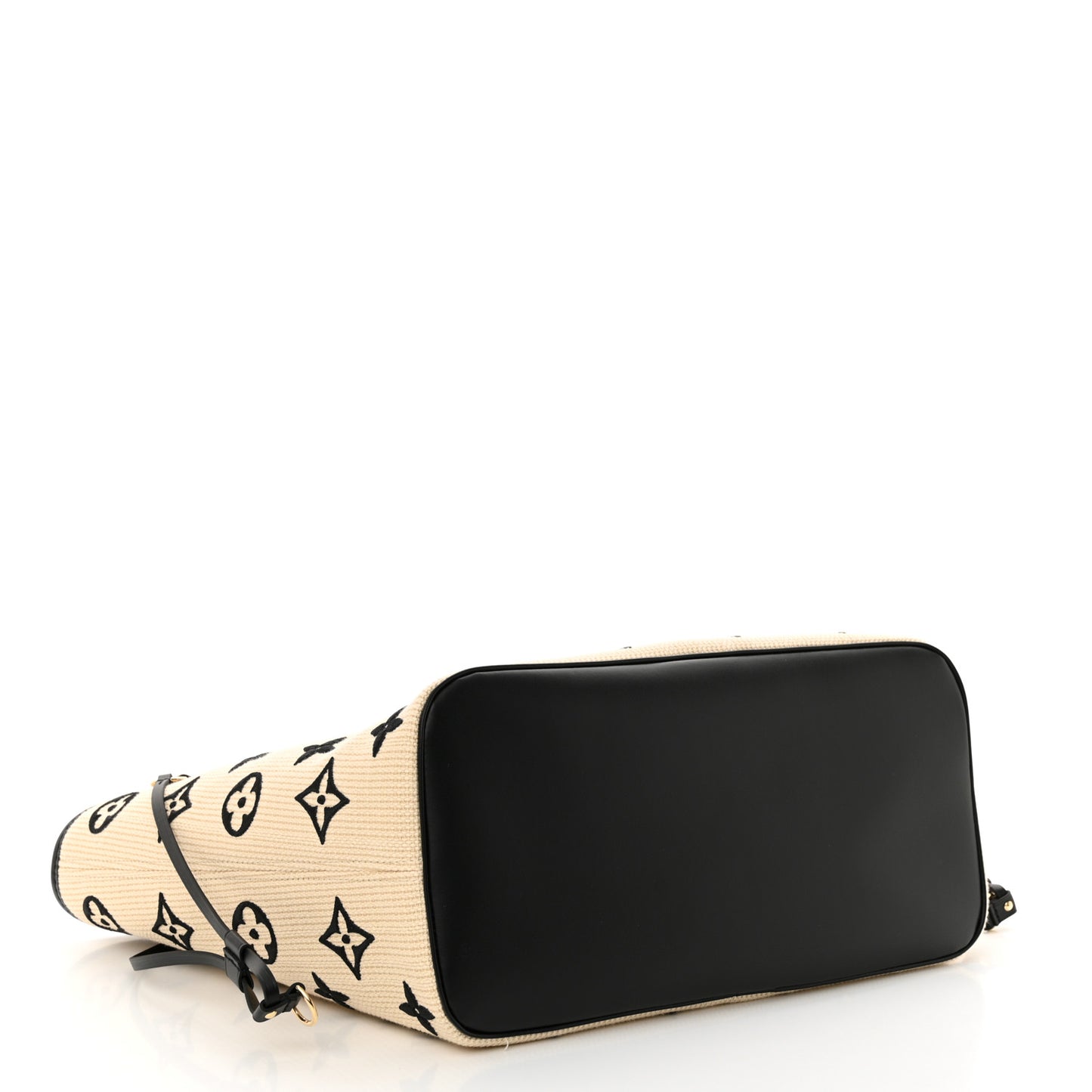 Cotton Monogram Embroidered Neverfull MM Beige Black