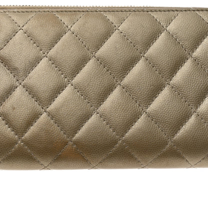 Chanel Iridescent Caviar Quilted Large Gusset Zip Around Wallet Beige 11 of 11
