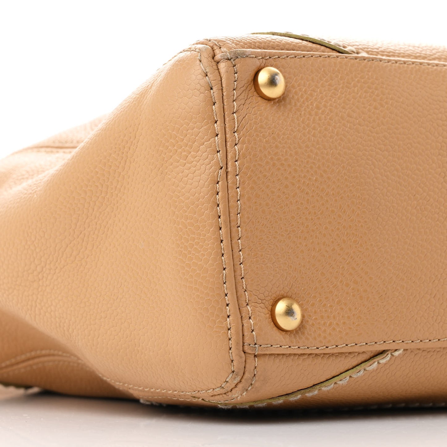 Caviar CC Stitched Medium Tote Beige