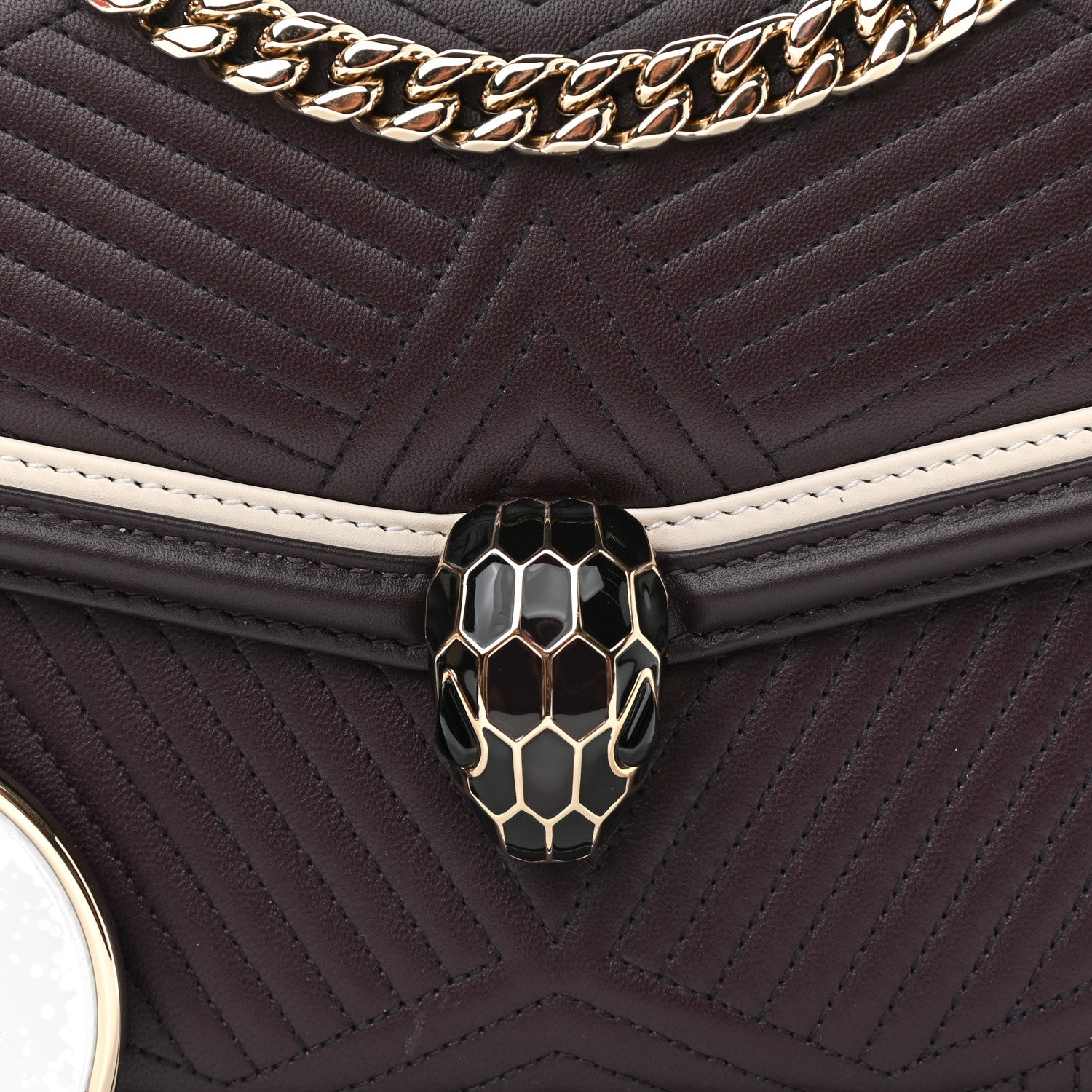 Bulgari Quilted Nappa Smooth Calfskin Serpenti Forever Diamond Blast Shoulder Bag Plum 7 of 9