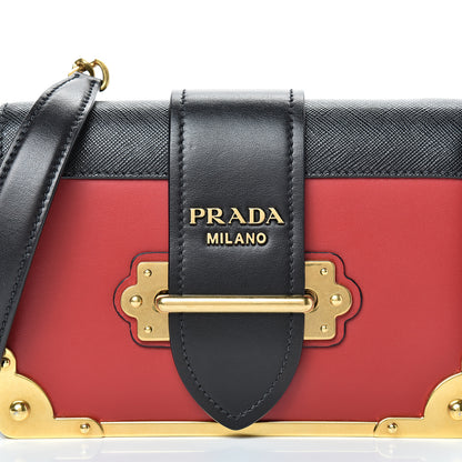 Prada City Calfskin Saffiano Cahier Bag Fuoco Black 6 of 8