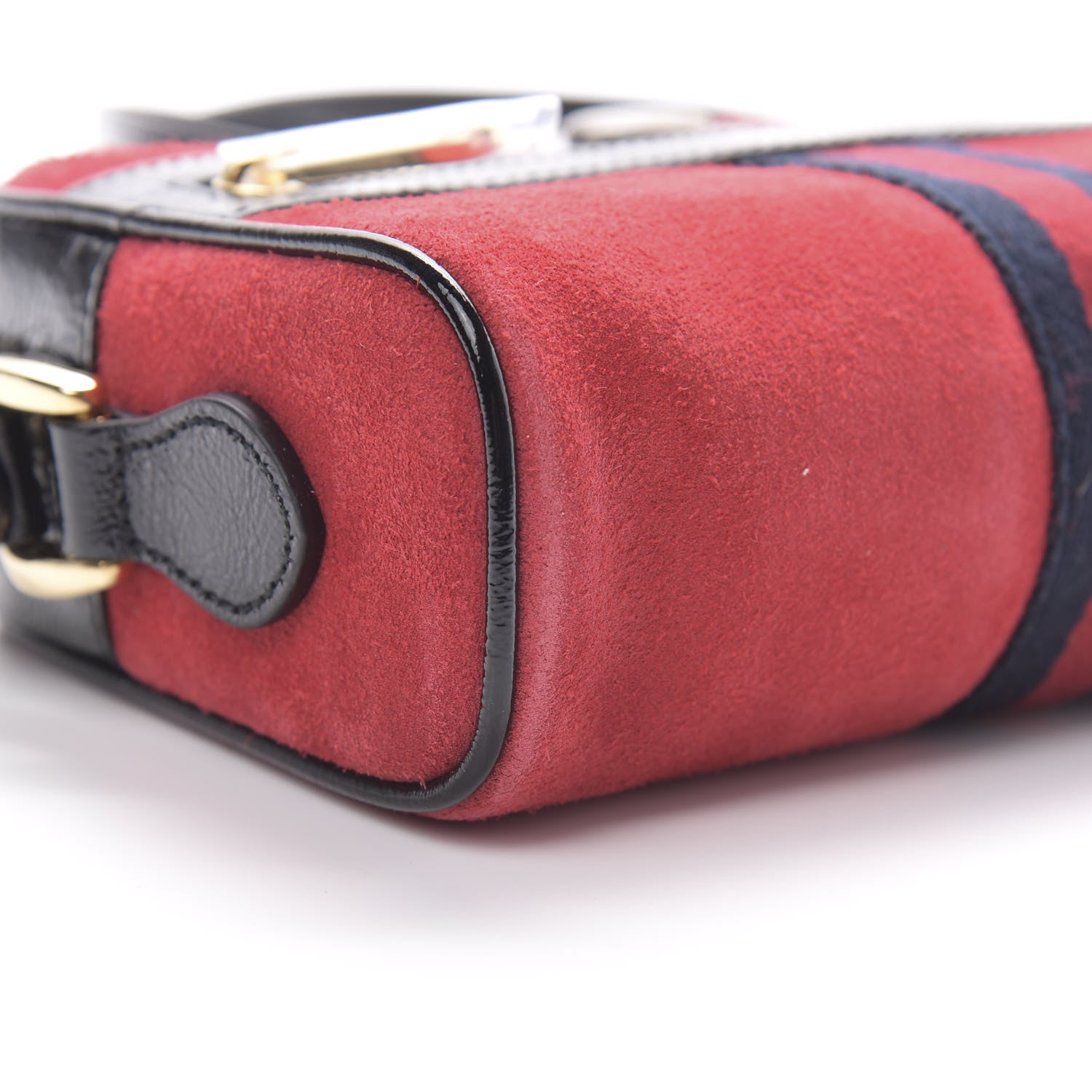 Gucci Suede Patent Web Mini Ophidia Shoulder Bag Red 8 of 10