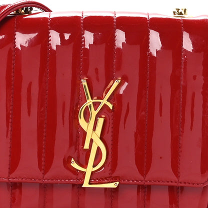 Saint Laurent SAINT LAURENT Patent Matelasse Monogram Small Vicky Chain Bag Red 7 of 9