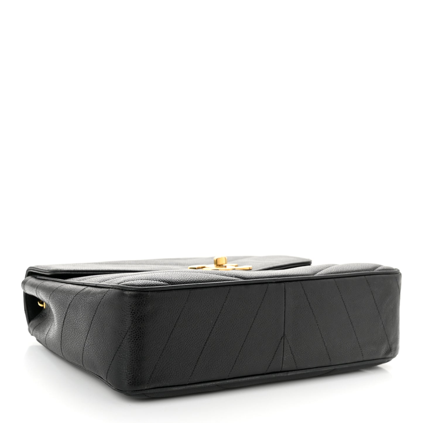 Caviar Chevron Quilted Jumbo Single Flap Black