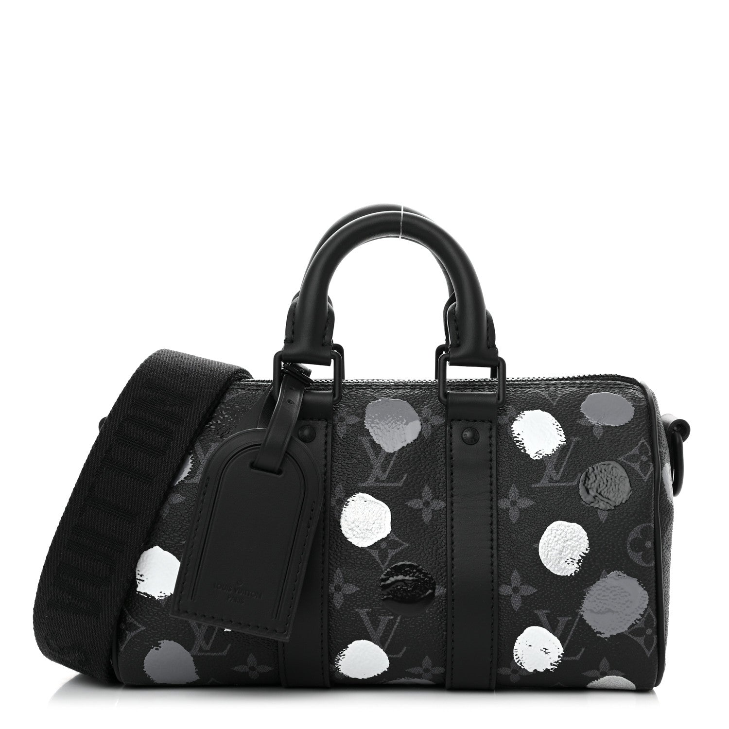 Louis Vuitton LV X YK Monogram Eclipse Keepall Bandouliere 25 Black Silver 1 of 9