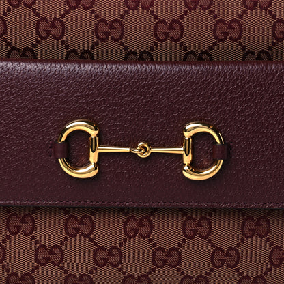 Gucci Monogram Textured Dollar Calfskin Small Horsebit 1955 Shoulder Bag Sahara Rubino Chardonnay 9 of 11