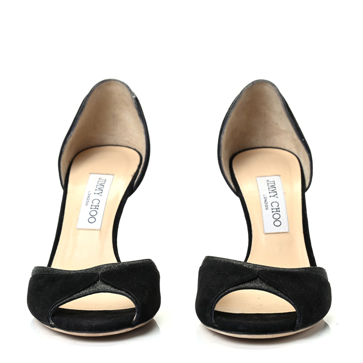 Jimmy Choo Suede Glitter Define D'Orsay Peep Toe Pumps 40 Black 2 of 8