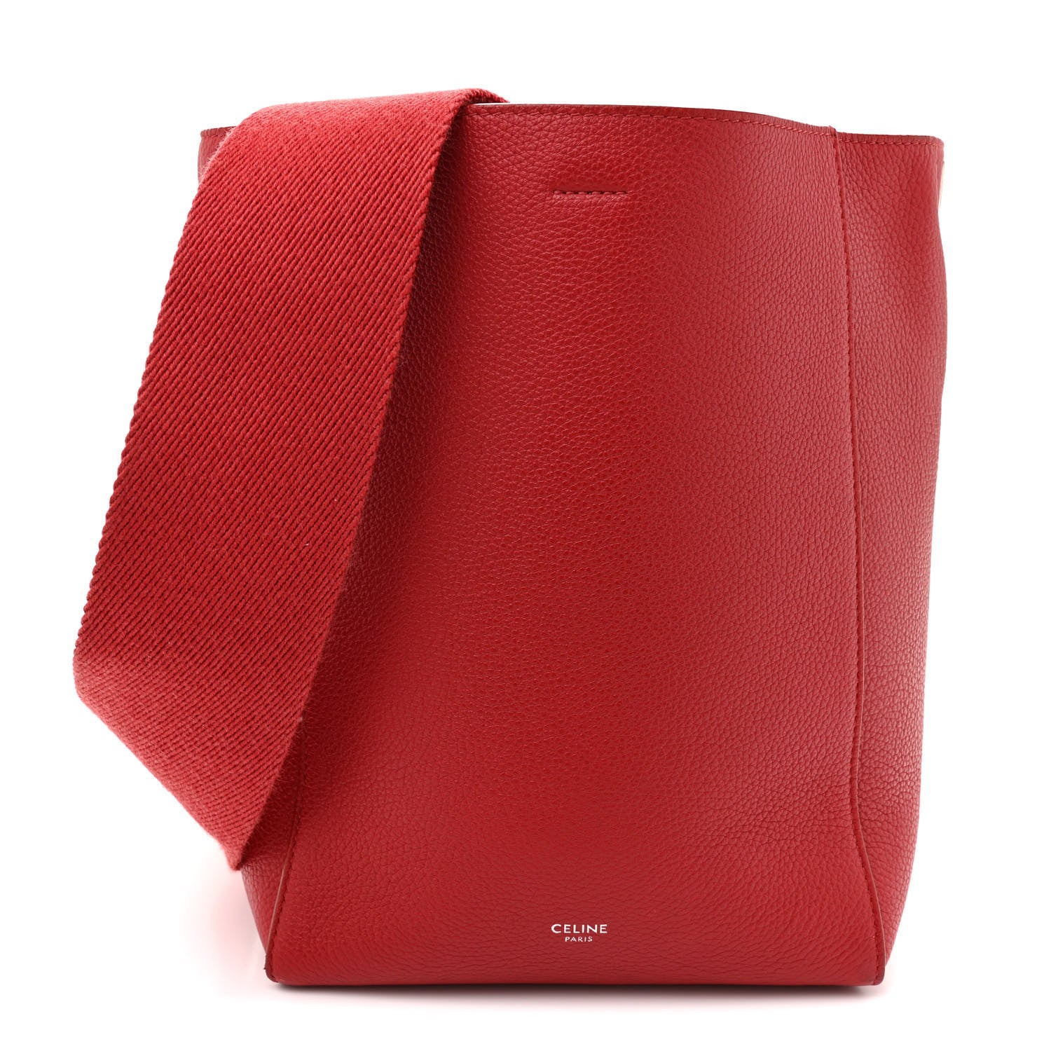 Celine Soft Grained Calfskin Small Sangle Bucket Bag Red 1 of 15