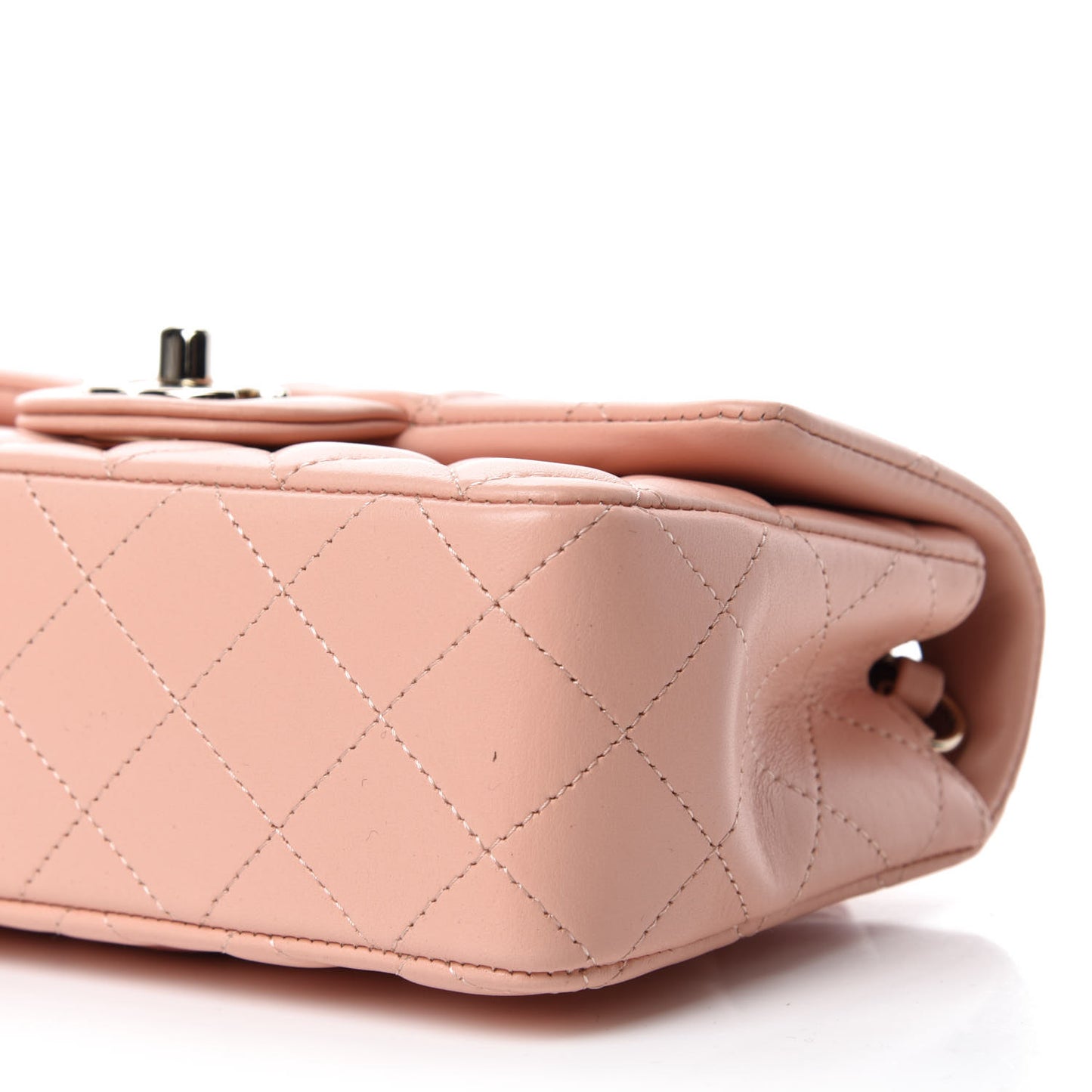 Lambskin Quilted Mini Rectangular Flap Light Pink