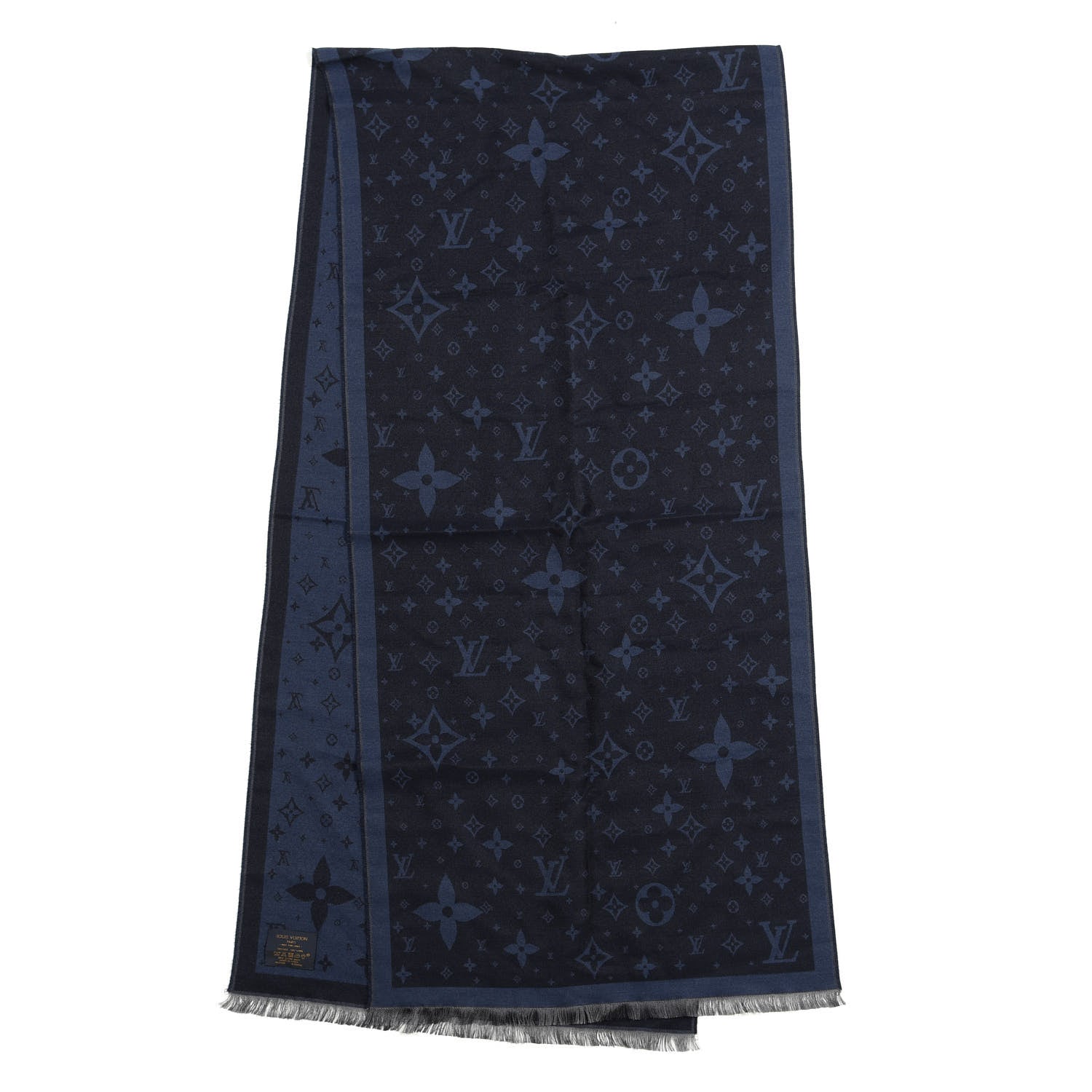 Louis Vuitton Silk Wool Monogram Scarf Blue 1 of 3