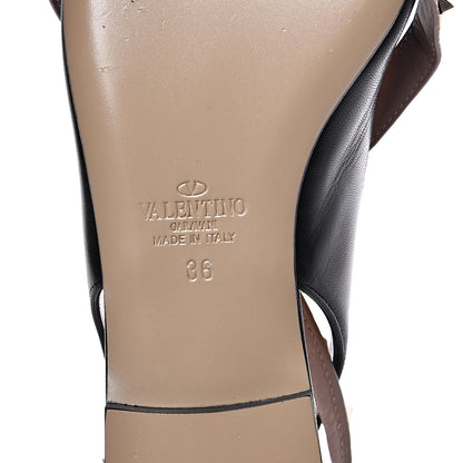Valentino Garavani Nappa Rockstud Crisscross Slingback Flats 36 Black Poudre 8 of 9