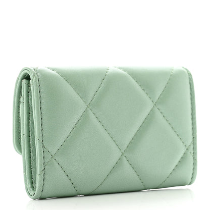 Chanel Lambskin Quilted Chanel 19 Flap Card Holder Light Green 3 of 9