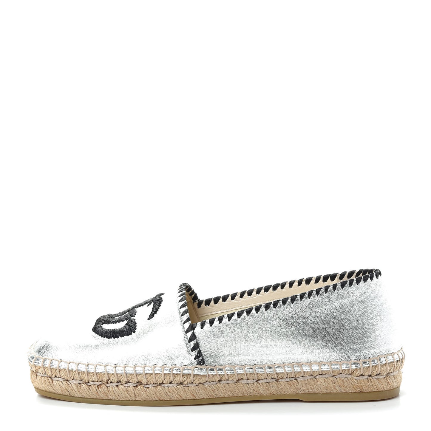 Metallic Nappa GG Marmont Espadrilles 37 Silver